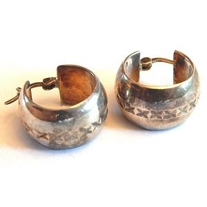 Vintage Sterling Silver 925 A Thailand Peirced Small Hoop Western Style Earrings